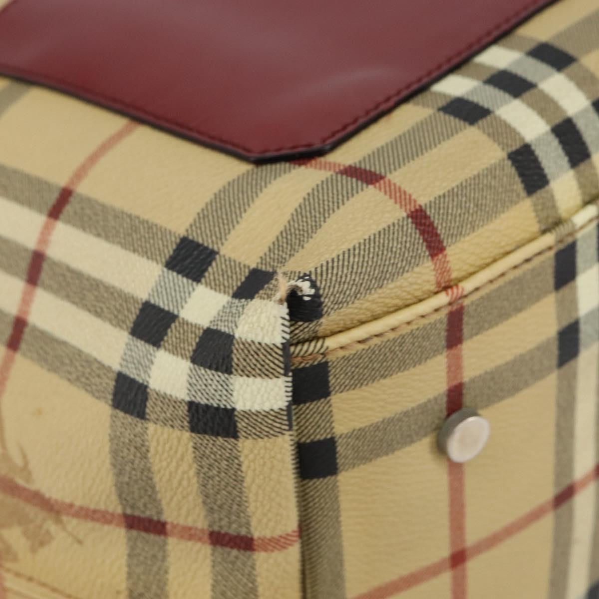 BURBERRY Nova Check Shoulder Bag PVC Beige Auth hk3007