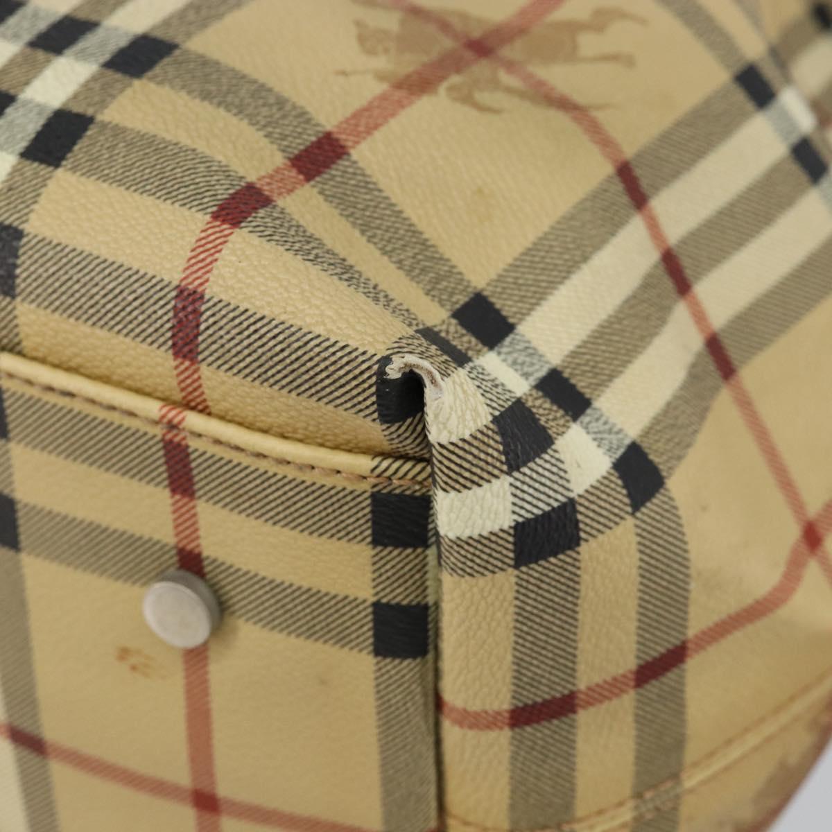 BURBERRY Nova Check Shoulder Bag PVC Beige Auth hk3007