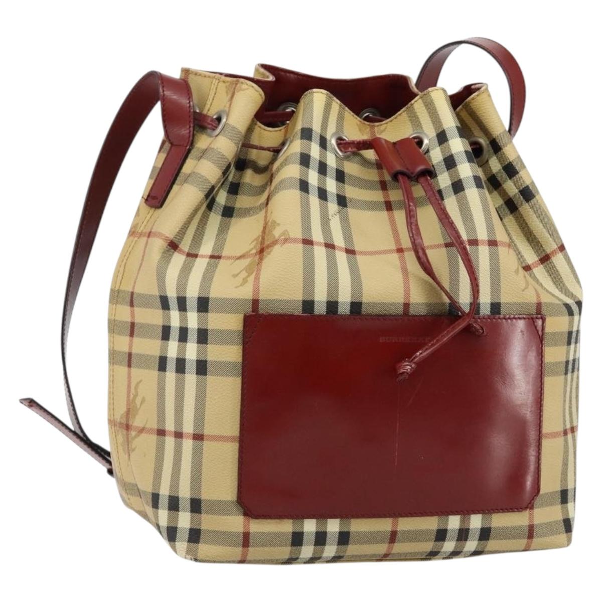 BURBERRY Nova Check Shoulder Bag PVC Beige Auth hk3007