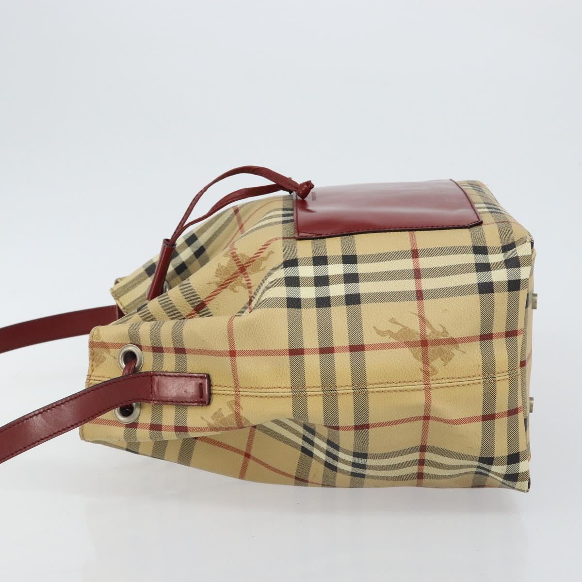 BURBERRY Nova Check Shoulder Bag PVC Beige Auth hk3007