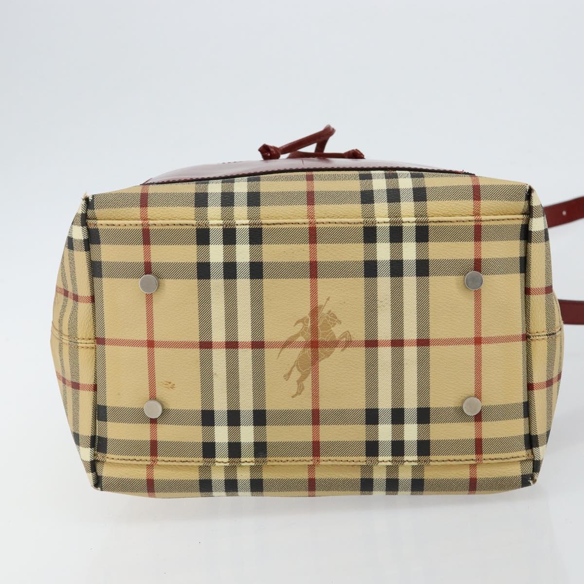 BURBERRY Nova Check Shoulder Bag PVC Beige Auth hk3007