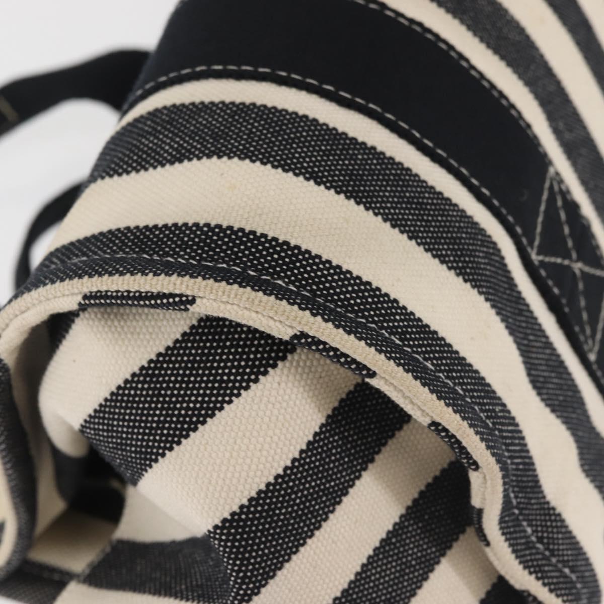 HERMES Cannes PM Hand Bag Canvas White Black Auth hk3009