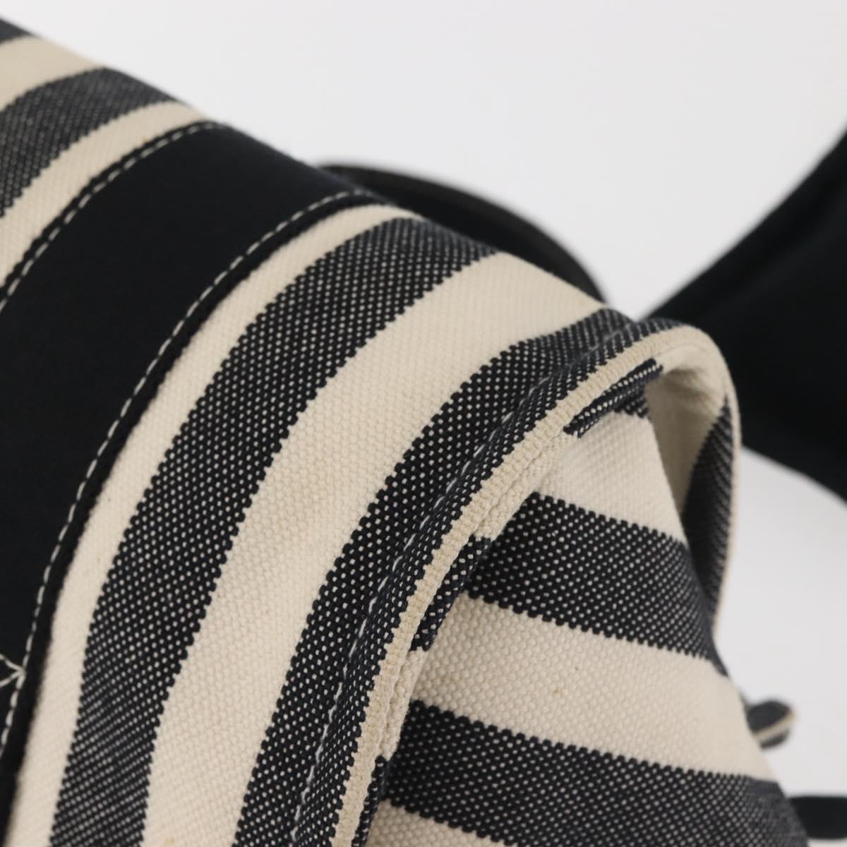 HERMES Cannes PM Hand Bag Canvas White Black Auth hk3009