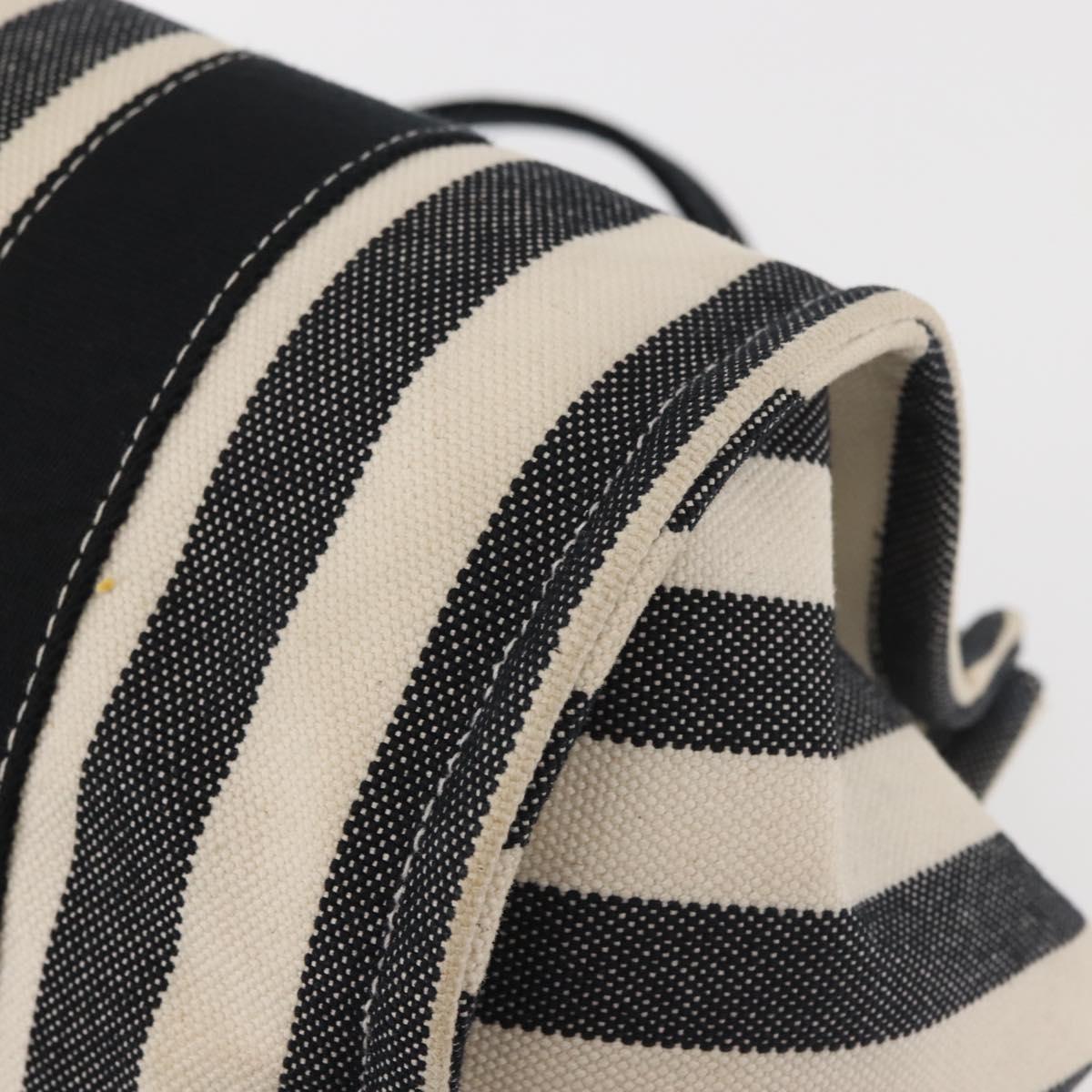 HERMES Cannes PM Hand Bag Canvas White Black Auth hk3009