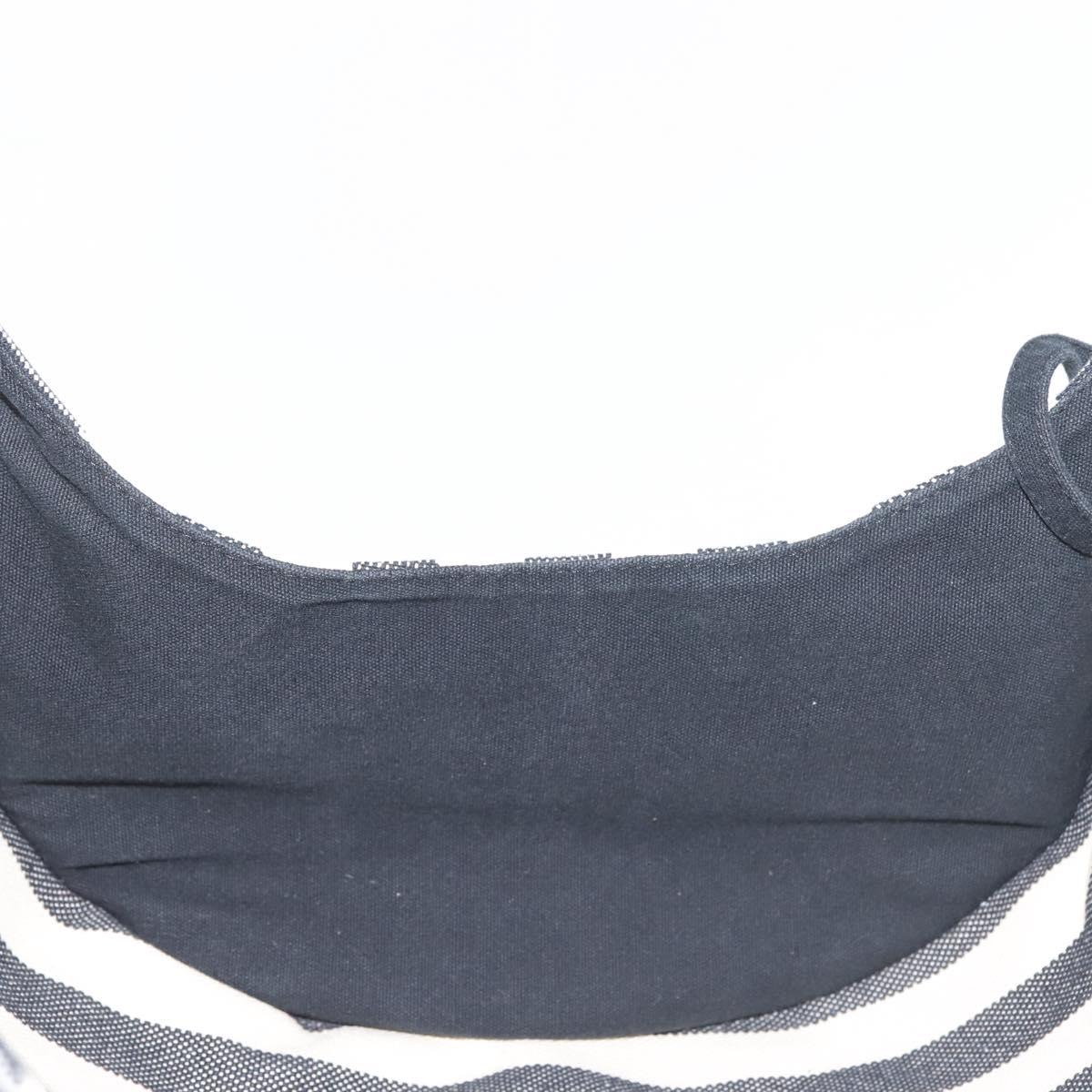 HERMES Cannes PM Hand Bag Canvas White Black Auth hk3009