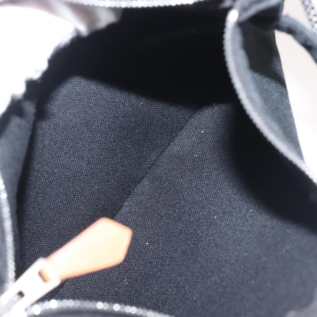 HERMES Cannes PM Hand Bag Canvas White Black Auth hk3009