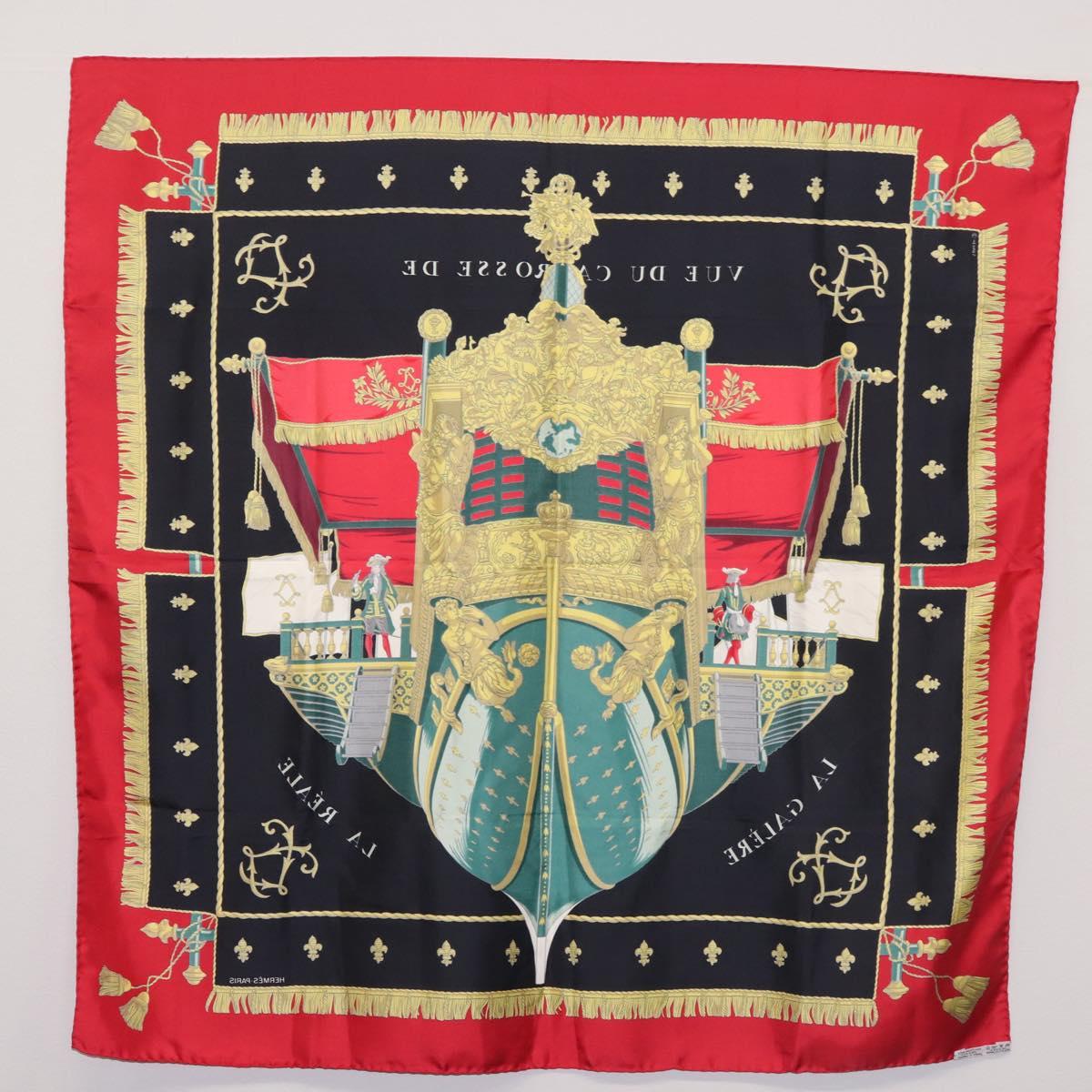 HERMES Carre 90 Scarf ""VUE DU CAROSSE DE LA GALERE LA REALE "" Silk Auth hk3012