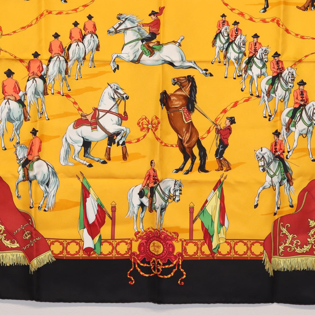 HERMES Carre 90 Scarf ""Real Escuela Andaluza Del Arte Ecuestre "" Auth hk3013
