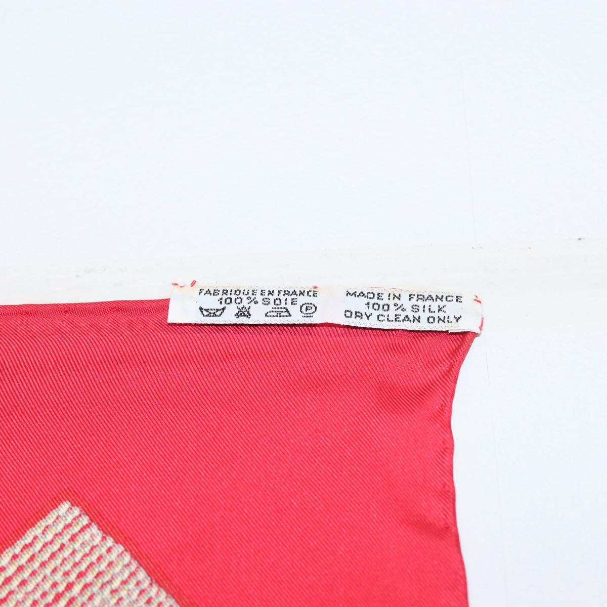 HERMES Carre 90 Scarf ""CHEVAUX DE TRAIT "" Silk Red Auth hk3015