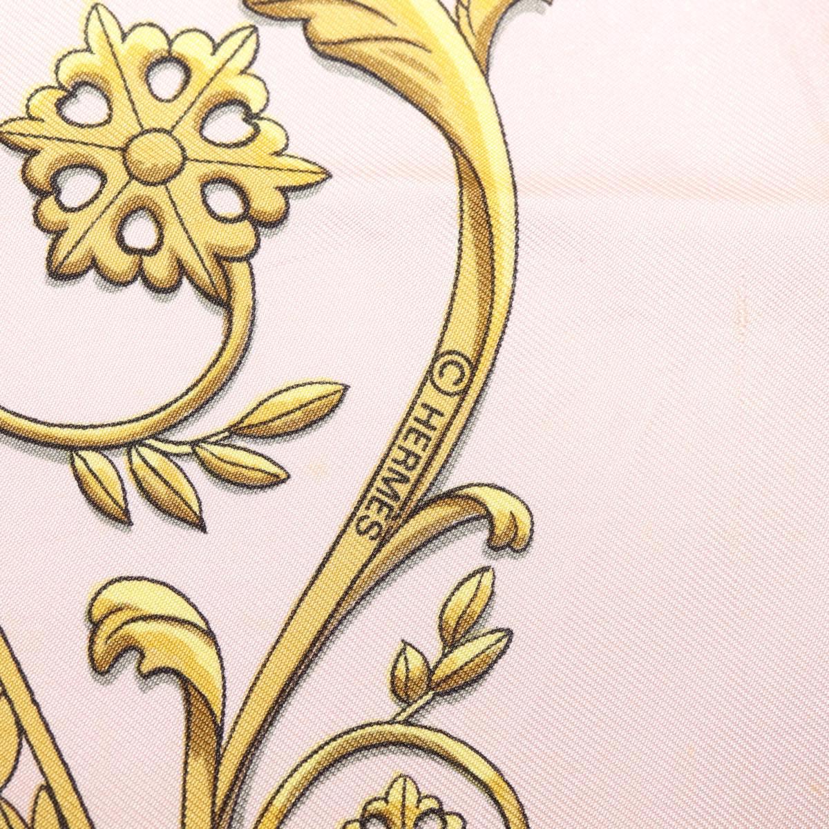 HERMES Carre 90 Scarf ""LA PROMENADE"" Silk Pink Auth hk3017