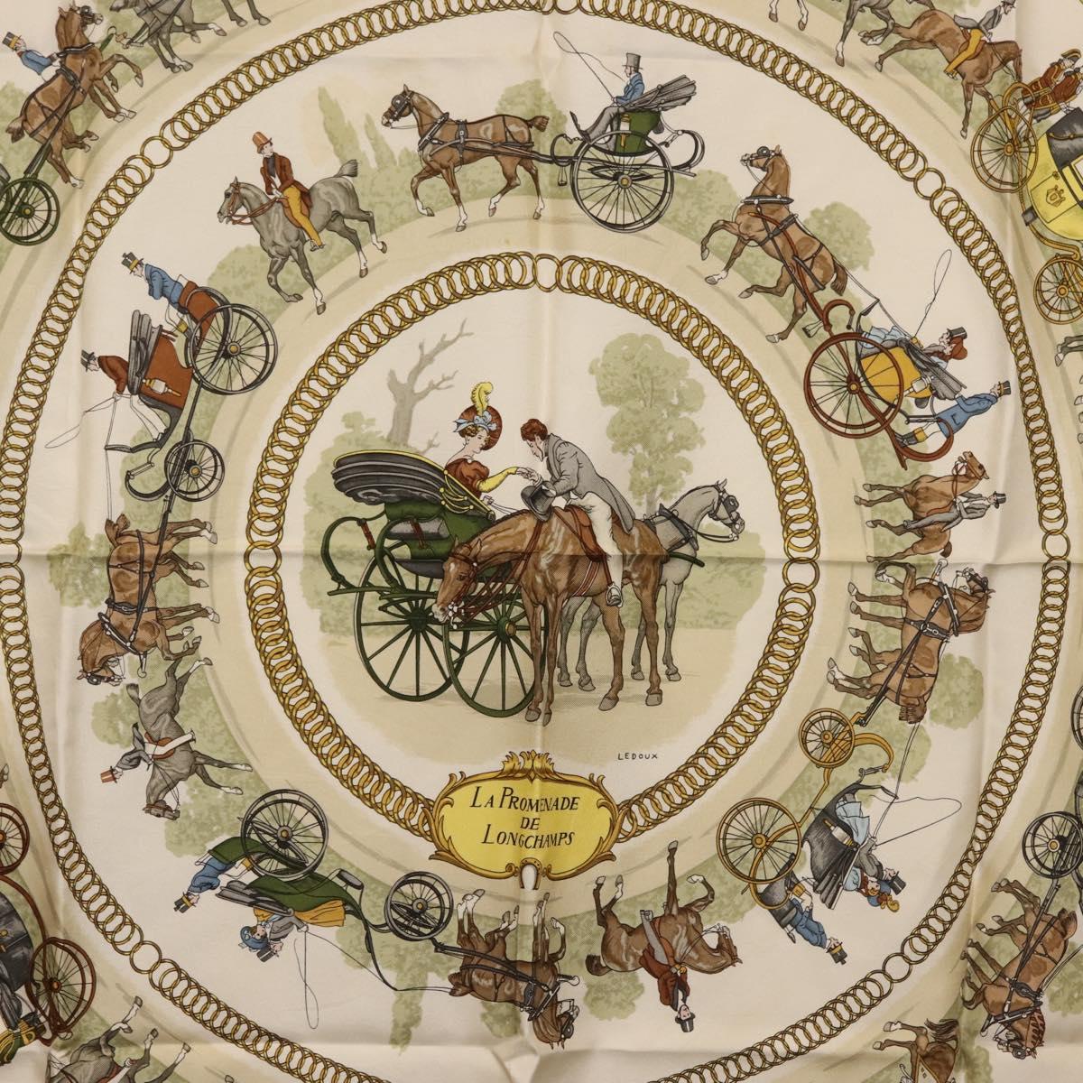 HERMES Carre 90 Scarf ""LA PROMENADE"" Silk Pink Auth hk3017