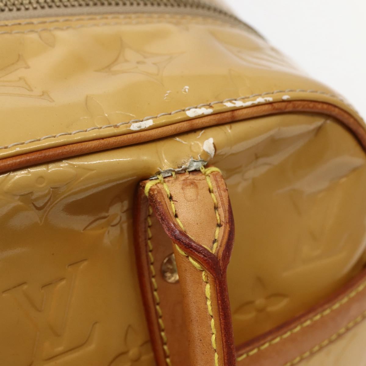 LOUIS VUITTON Monogram Vernis Tompkins Square Hand Bag Beige M91149 Auth hk3021