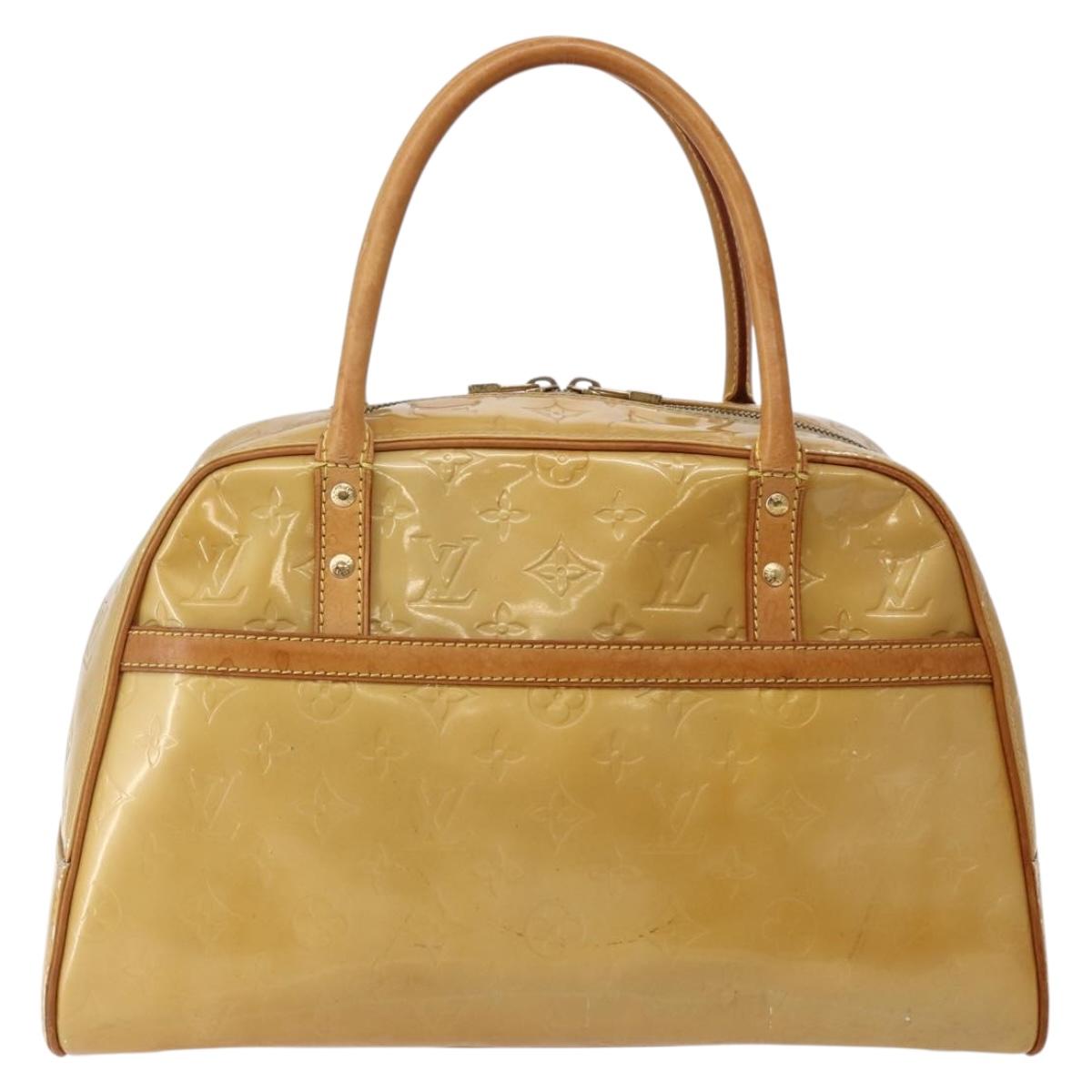 LOUIS VUITTON Monogram Vernis Tompkins Square Hand Bag Beige M91149 Auth hk3021