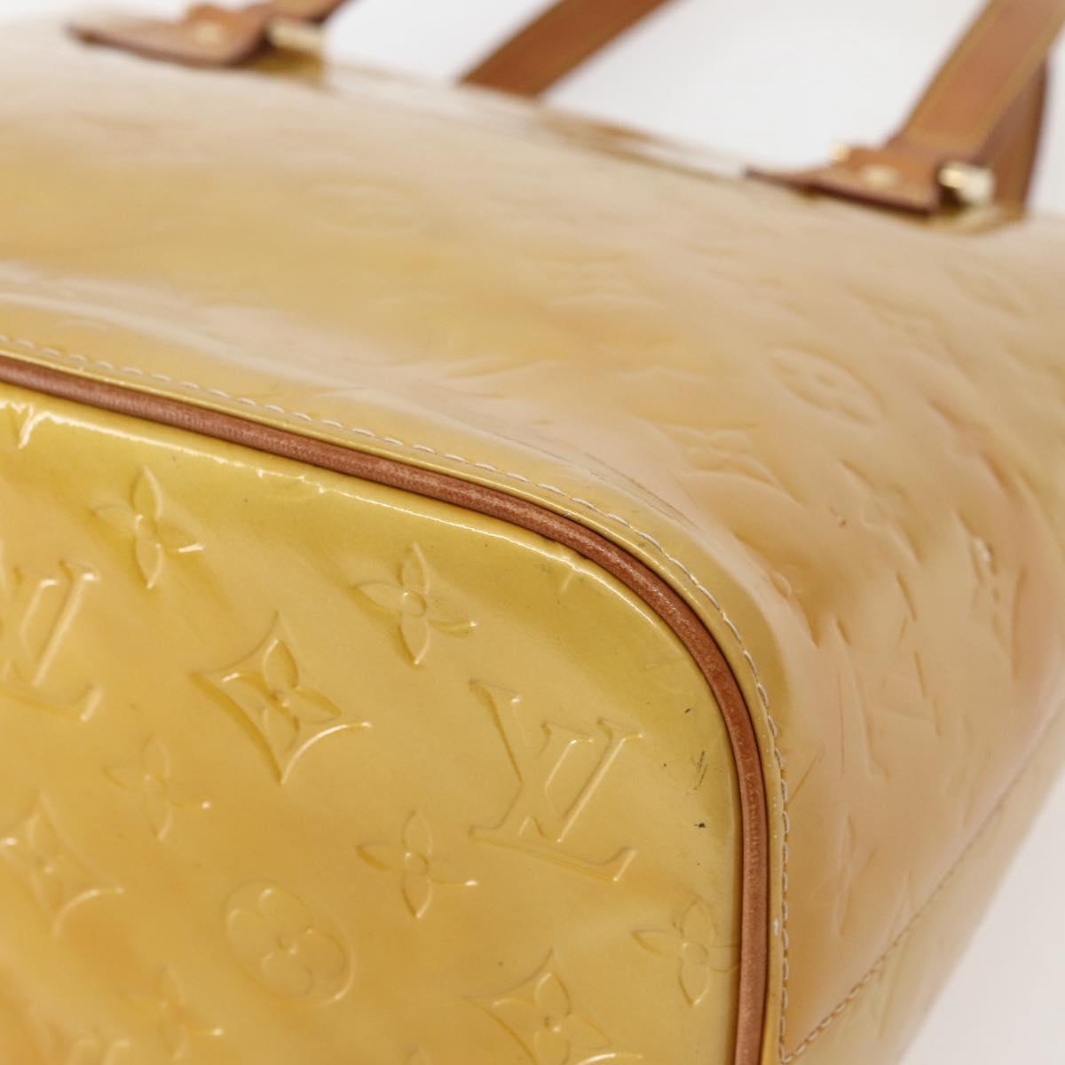 LOUIS VUITTON Monogram Vernis Houston Hand Bag Beige M91004 LV Auth hk3041