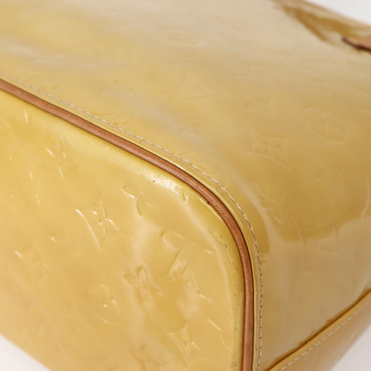 LOUIS VUITTON Monogram Vernis Houston Hand Bag Beige M91004 LV Auth hk3041