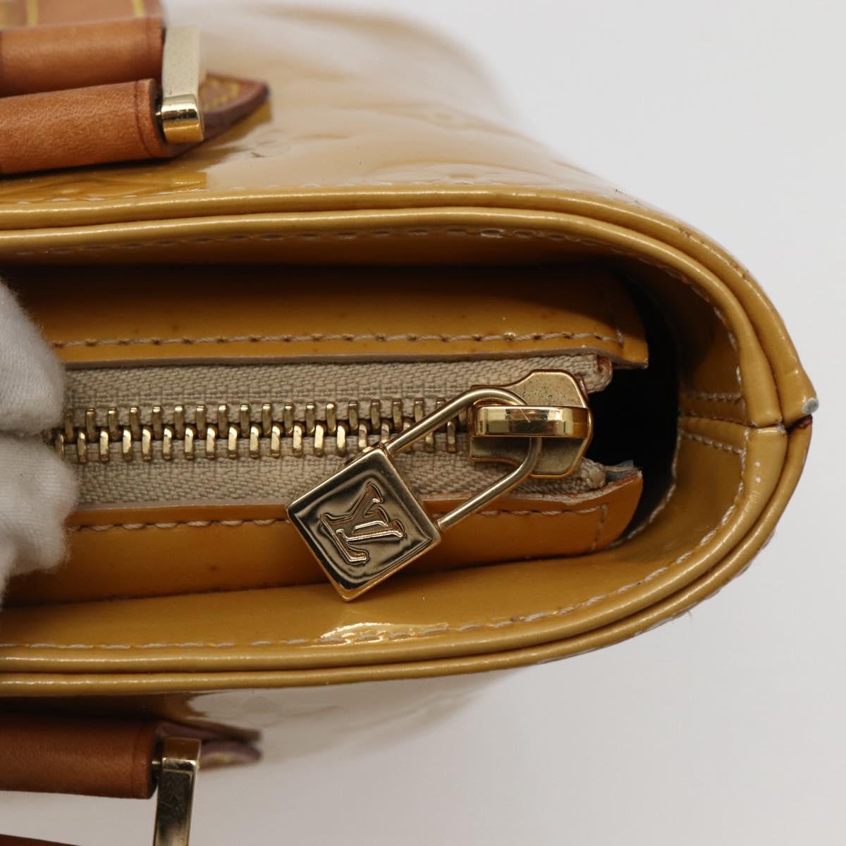 LOUIS VUITTON Monogram Vernis Houston Hand Bag Beige M91004 LV Auth hk3041