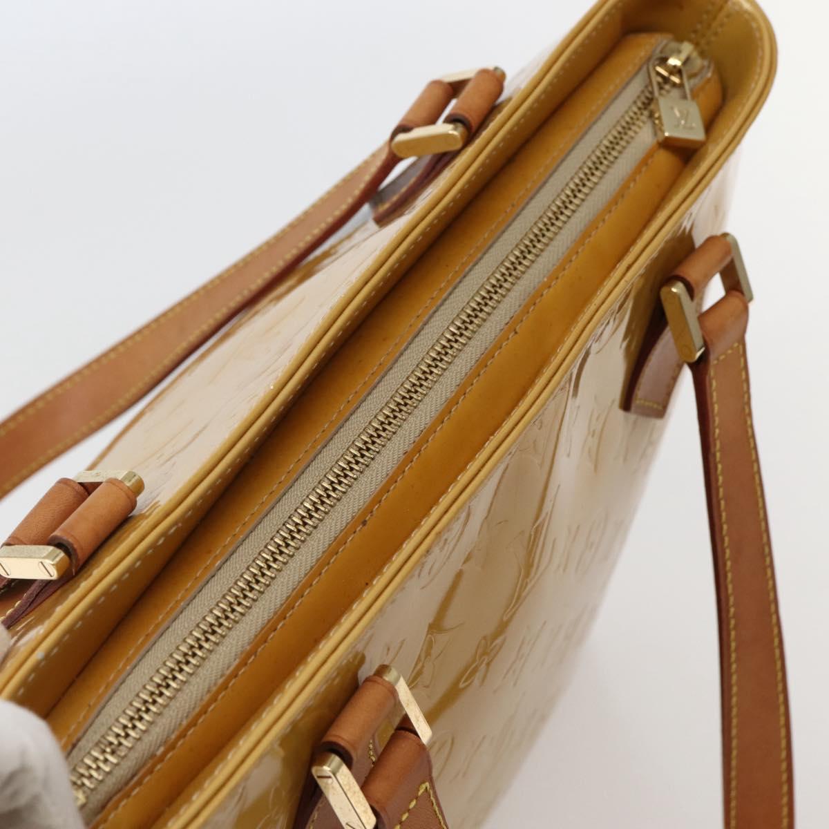 LOUIS VUITTON Monogram Vernis Houston Hand Bag Beige M91004 LV Auth hk3041