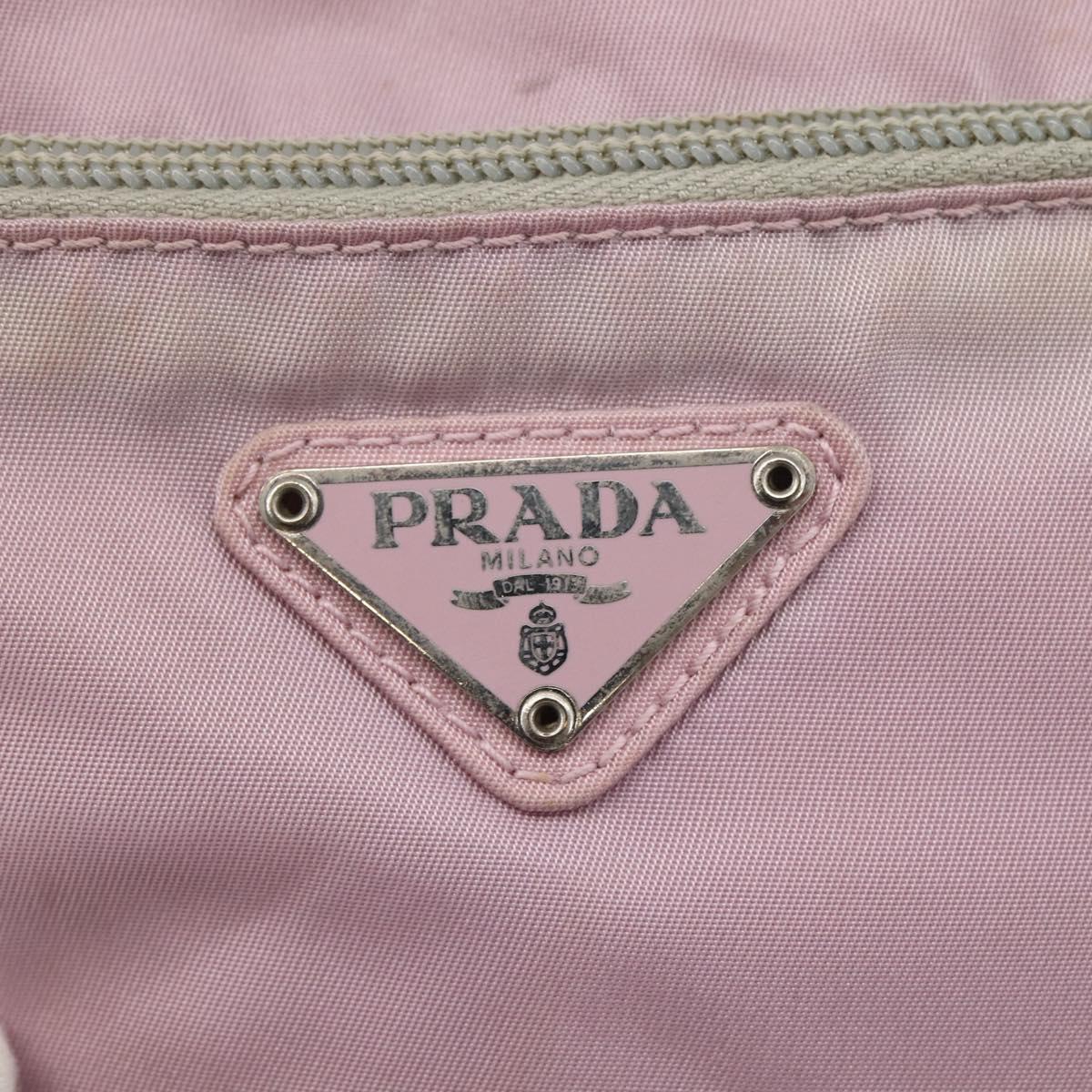 PRADA Shoulder Bag Nylon Pink Silver Auth hk3053