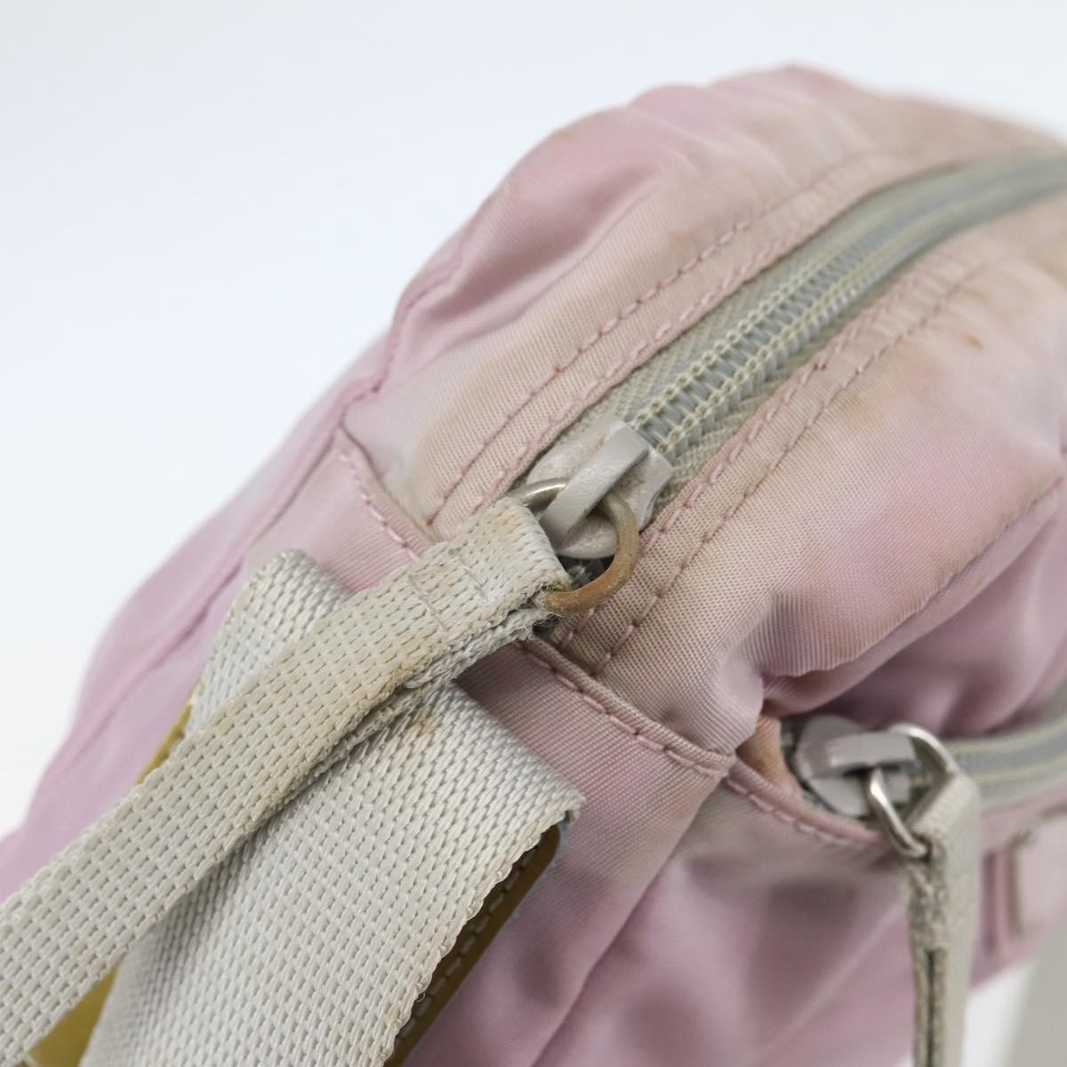 PRADA Shoulder Bag Nylon Pink Silver Auth hk3053