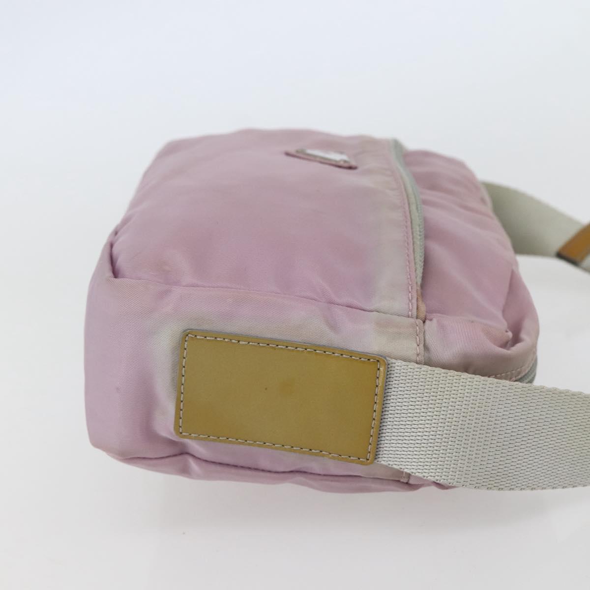 PRADA Shoulder Bag Nylon Pink Silver Auth hk3053