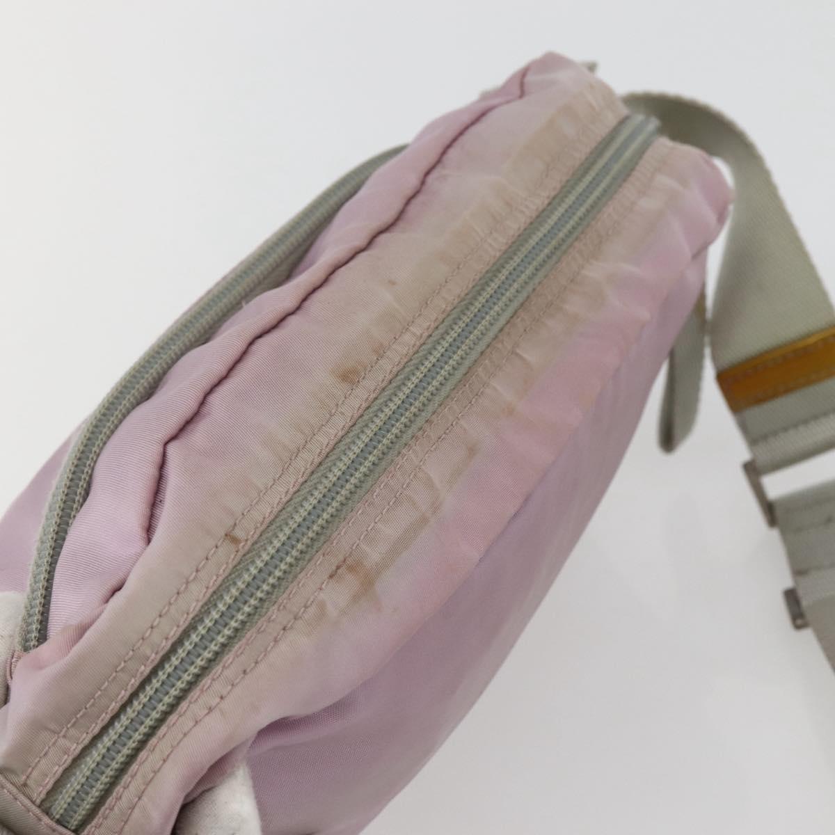 PRADA Shoulder Bag Nylon Pink Silver Auth hk3053