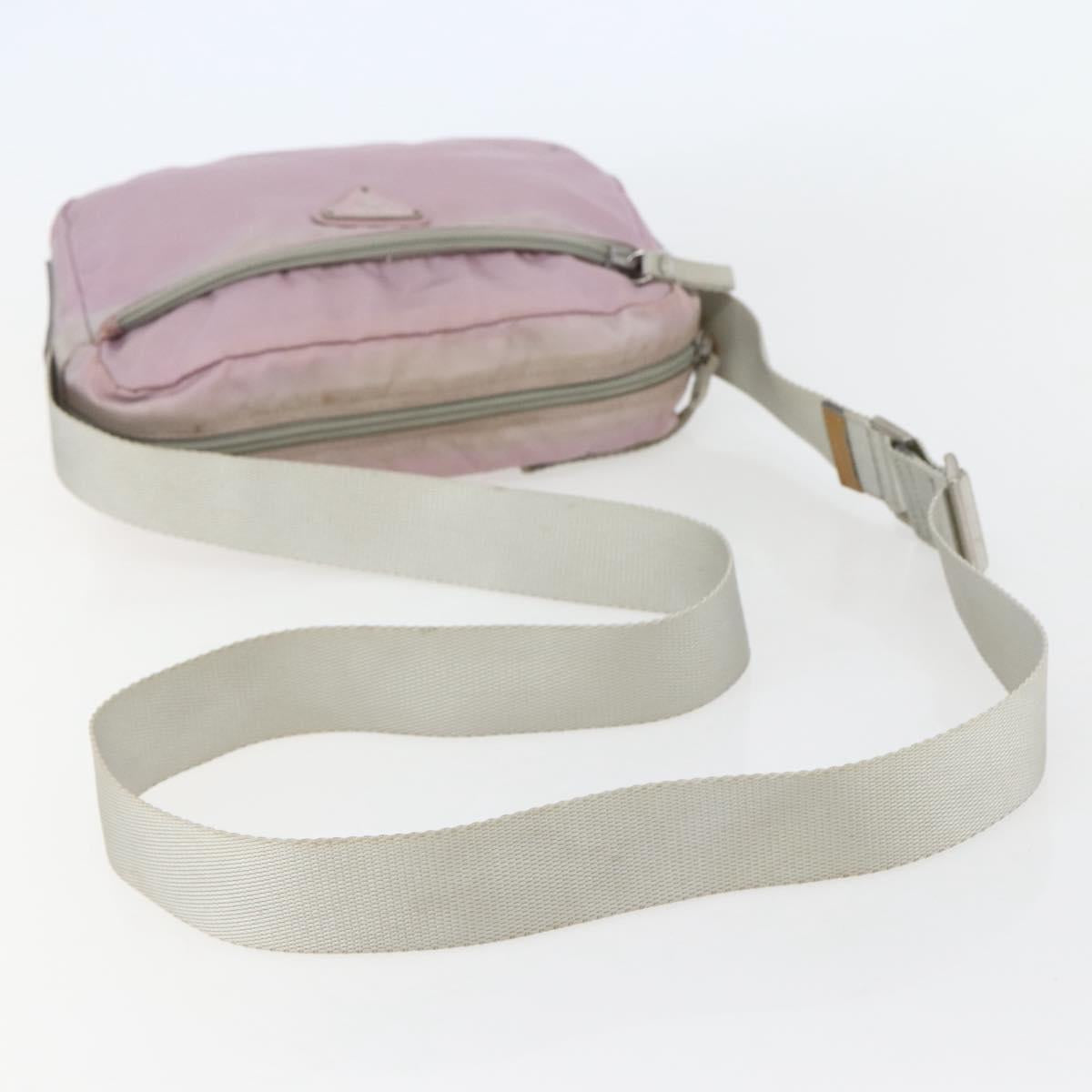 PRADA Shoulder Bag Nylon Pink Silver Auth hk3053