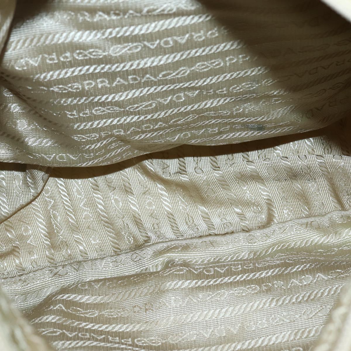 PRADA Shoulder Bag Nylon Beige Silver Auth hk3054