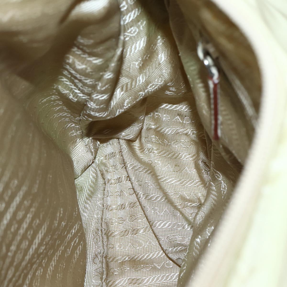 PRADA Shoulder Bag Nylon Beige Silver Auth hk3054