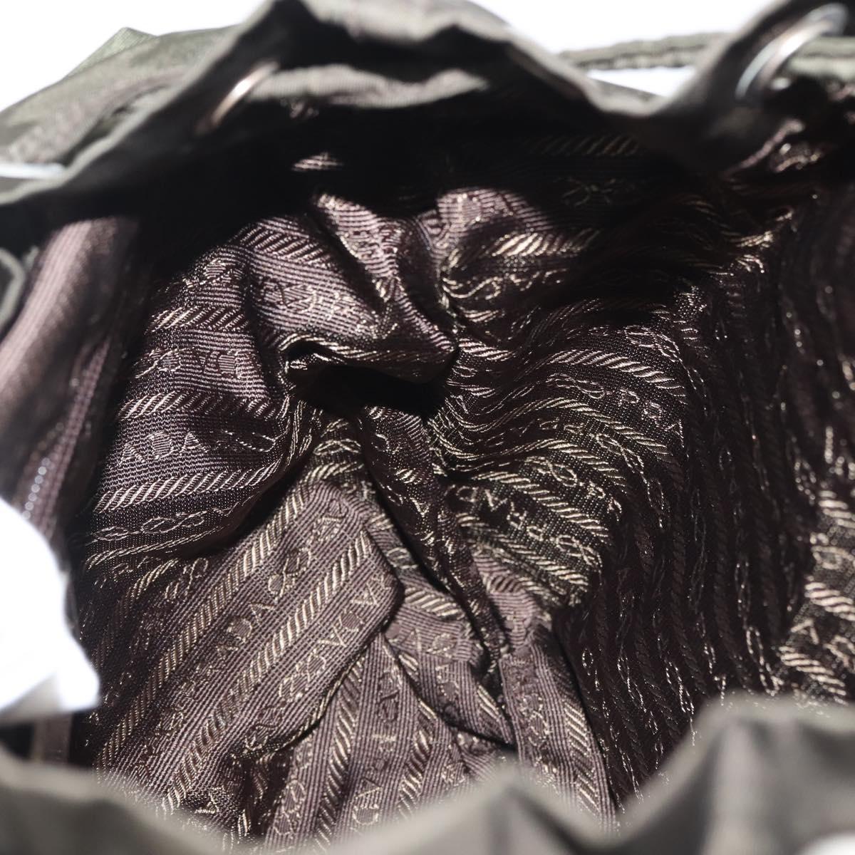 PRADA Backpack Nylon Khaki Silver Auth hk3056