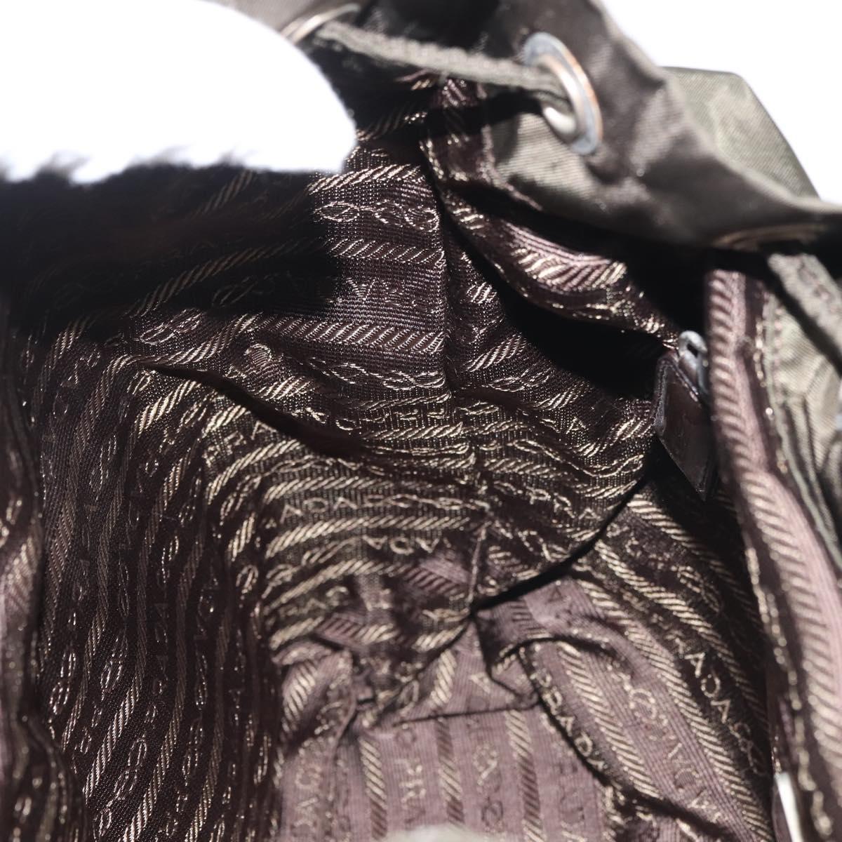 PRADA Backpack Nylon Khaki Silver Auth hk3056