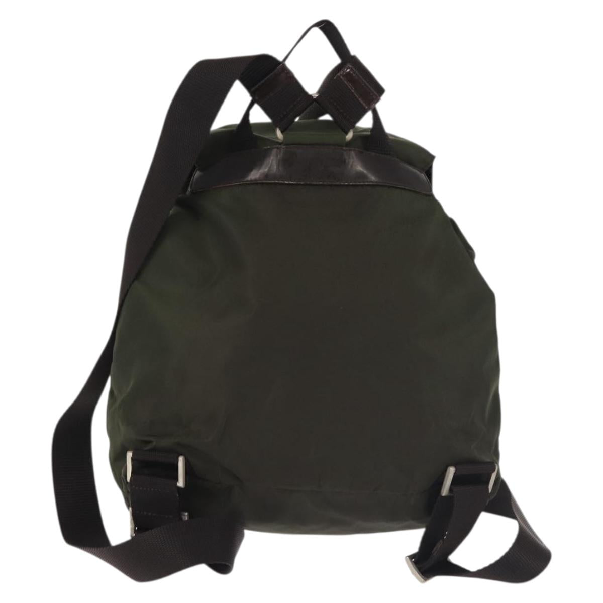 PRADA Backpack Nylon Khaki Silver Auth hk3056