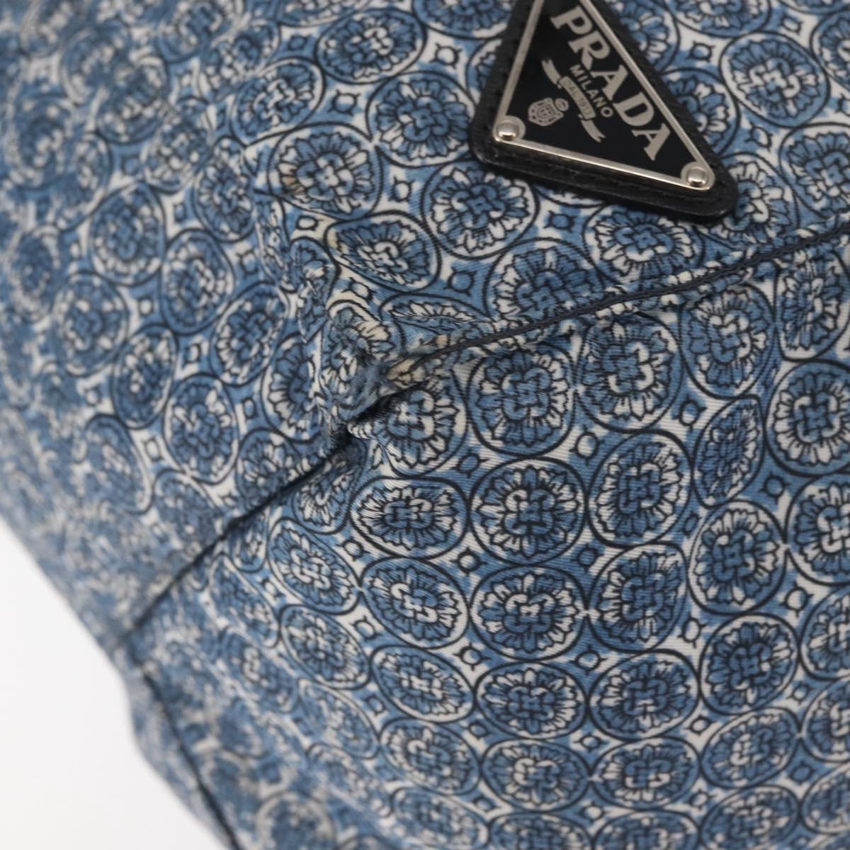 PRADA Tote Bag Nylon Blue Silver Auth hk3057