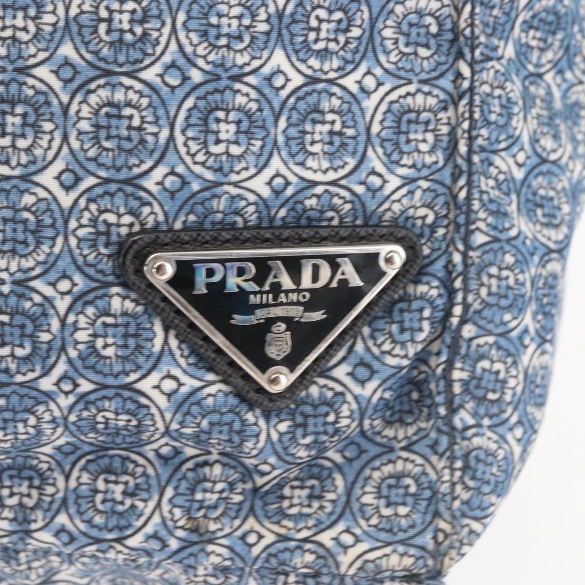 PRADA Tote Bag Nylon Blue Silver Auth hk3057