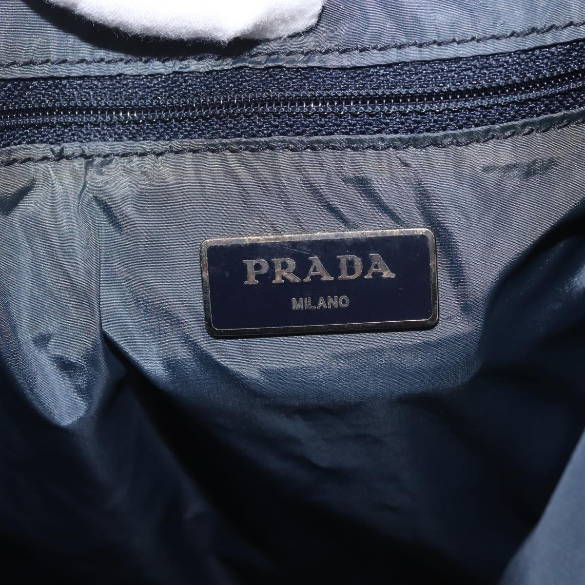PRADA Tote Bag Nylon Blue Silver Auth hk3057