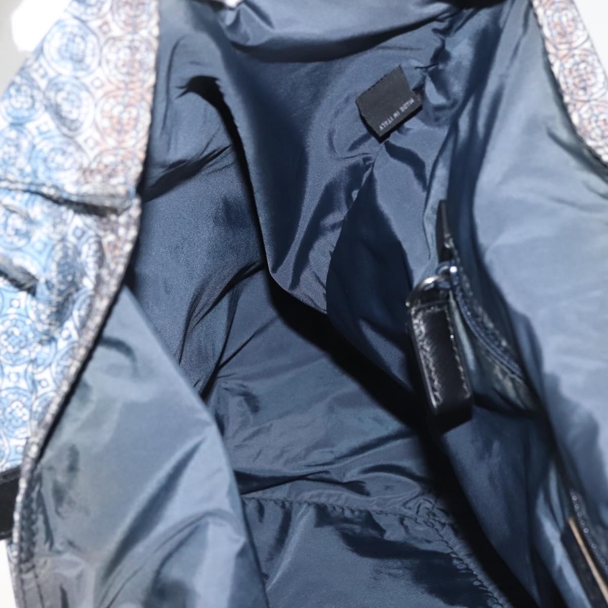 PRADA Tote Bag Nylon Blue Silver Auth hk3057