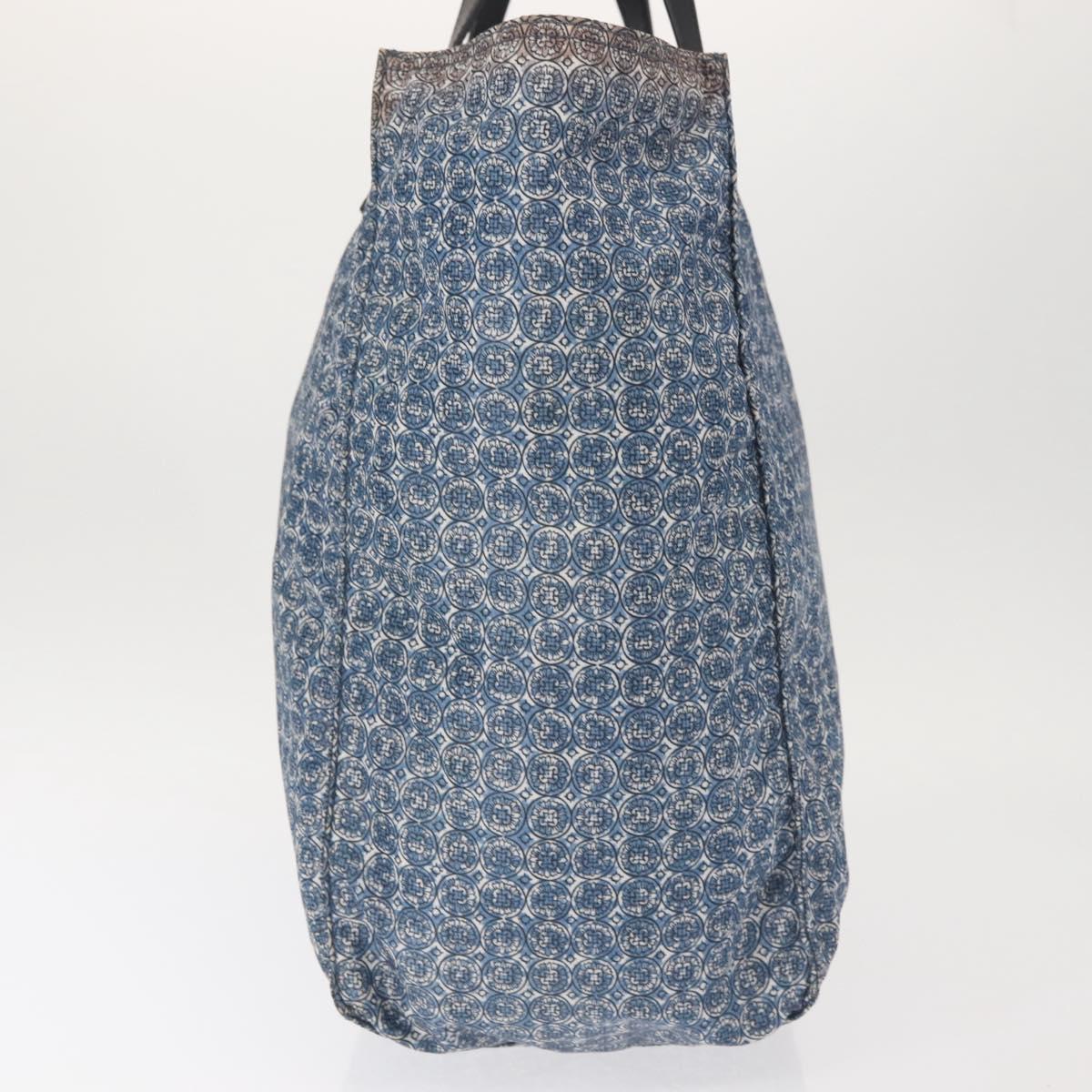 PRADA Tote Bag Nylon Blue Silver Auth hk3057