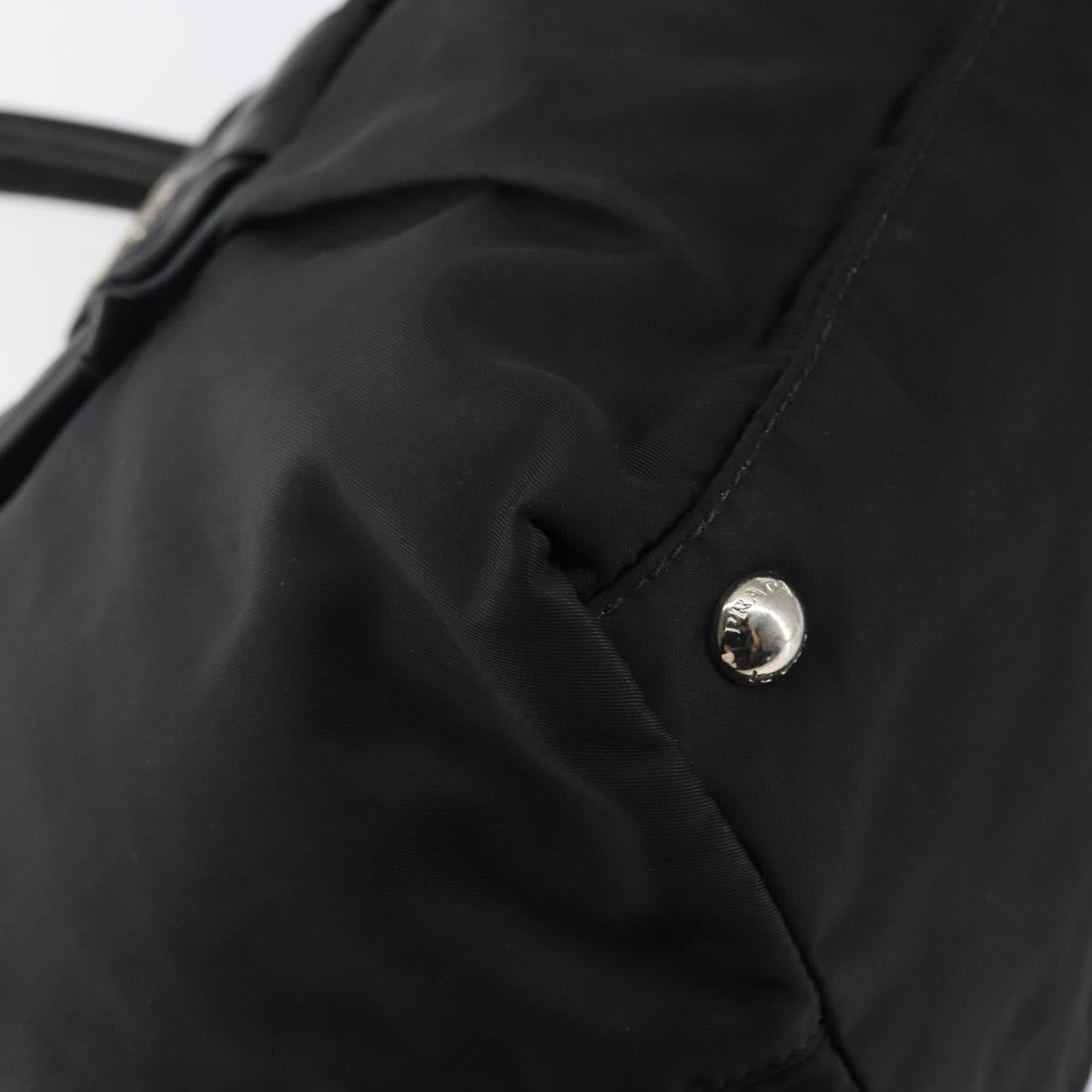 PRADA Tote Bag Nylon Black Silver Auth hk3058