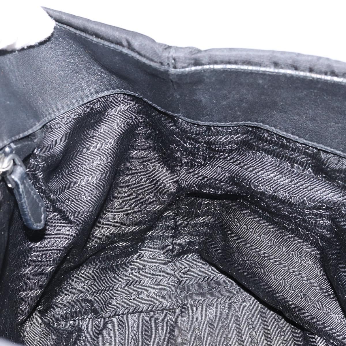 PRADA Tote Bag Nylon Black Silver Auth hk3058