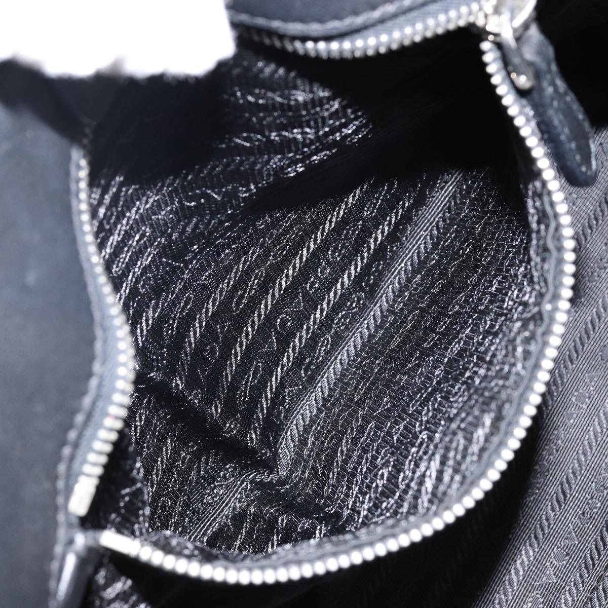 PRADA Tote Bag Nylon Black Silver Auth hk3058