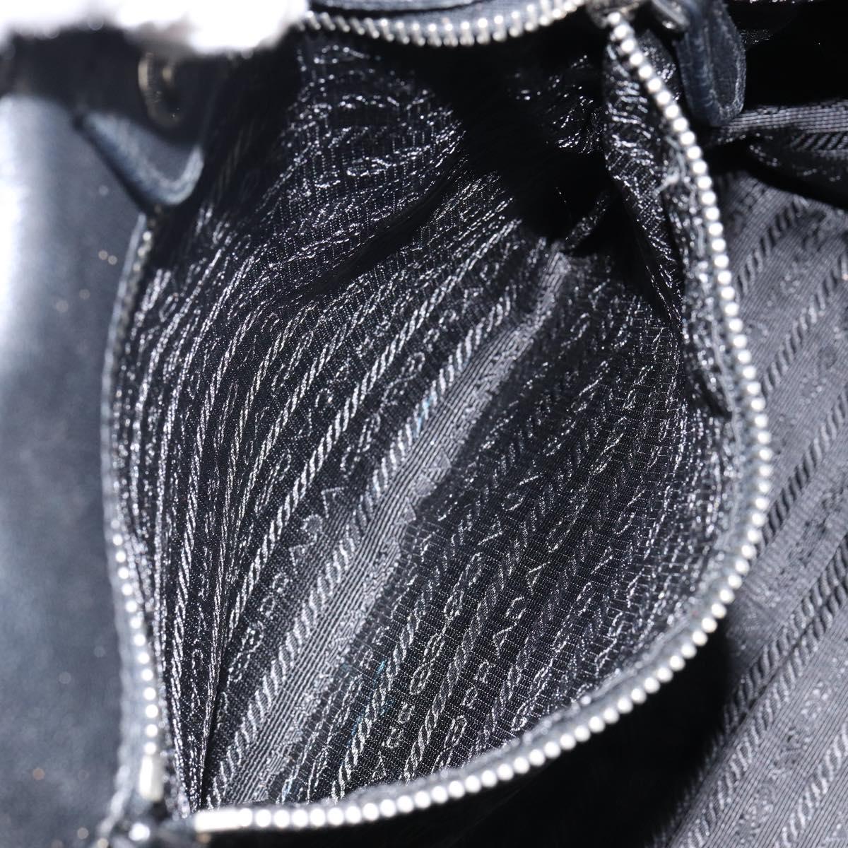 PRADA Tote Bag Nylon Black Silver Auth hk3058