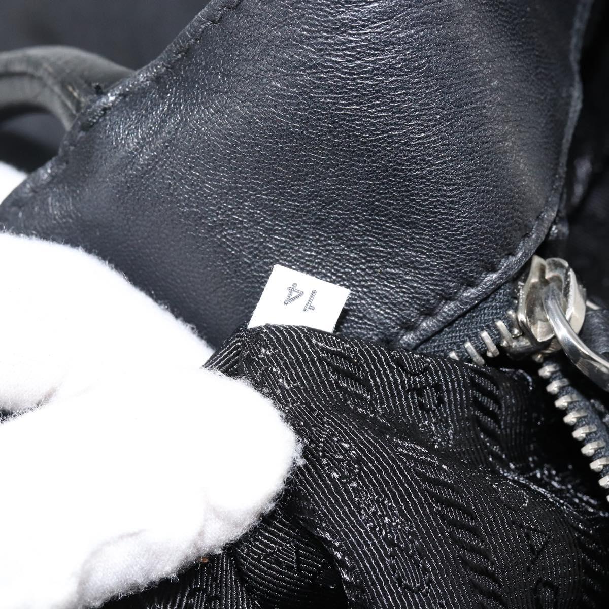 PRADA Tote Bag Nylon Black Silver Auth hk3058