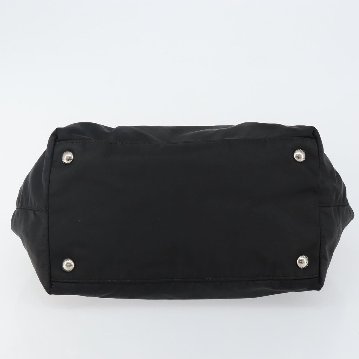 PRADA Tote Bag Nylon Black Silver Auth hk3058
