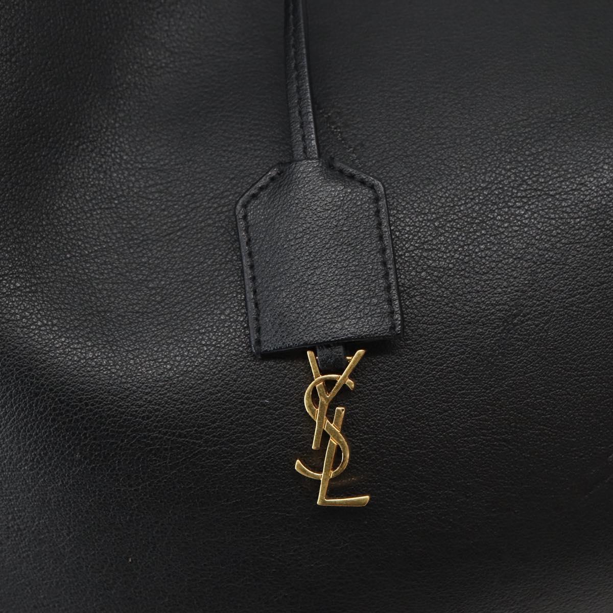 SAINT LAURENT Tote Bag Leather Black Auth hk3059