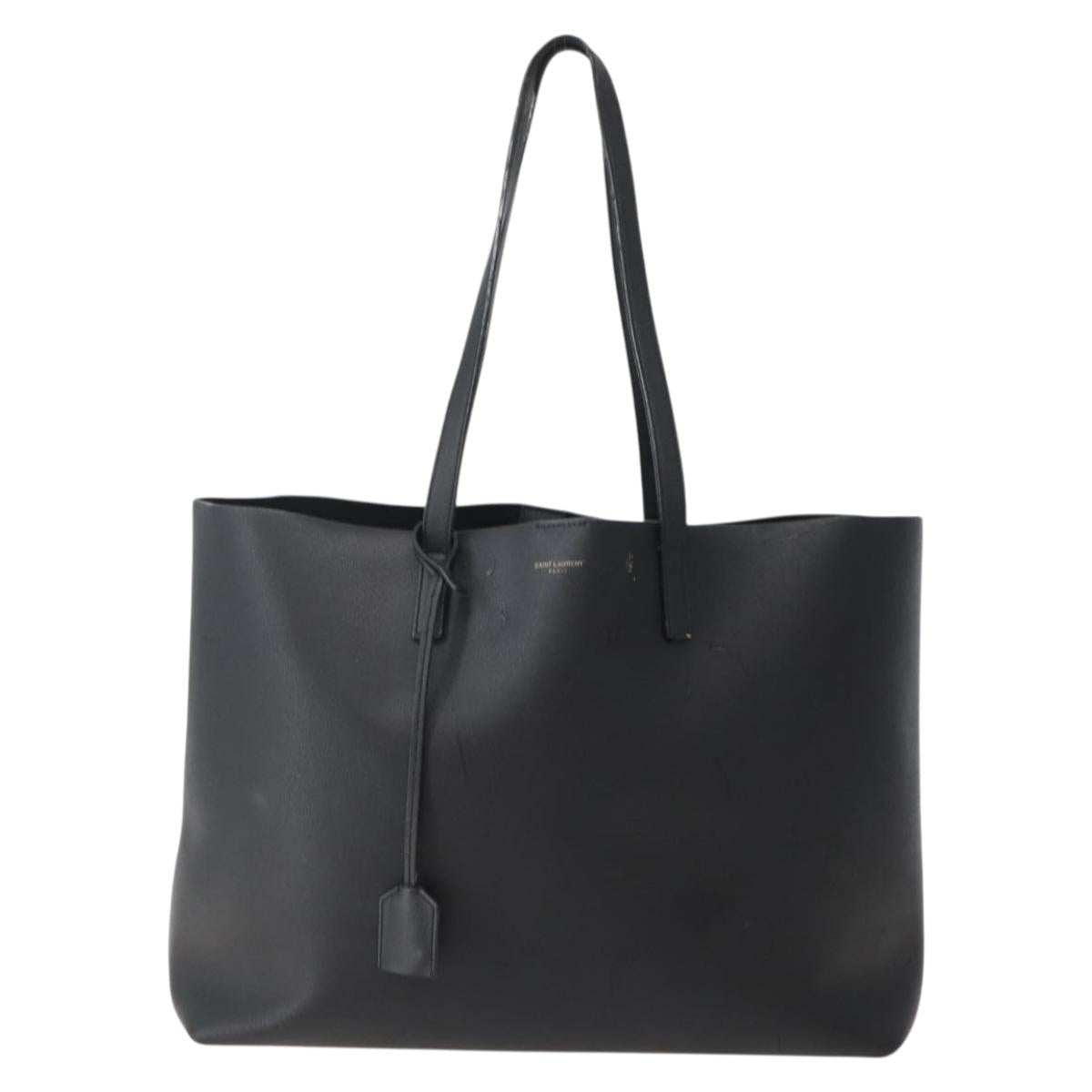 SAINT LAURENT Tote Bag Leather Black Auth hk3059