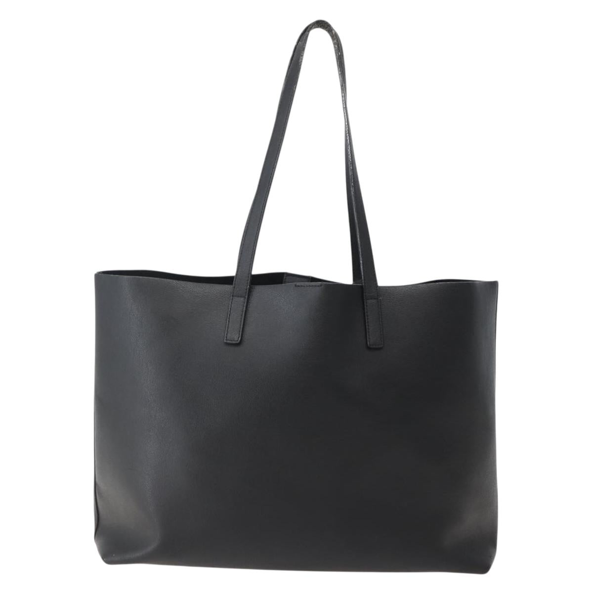 SAINT LAURENT Tote Bag Leather Black Auth hk3059