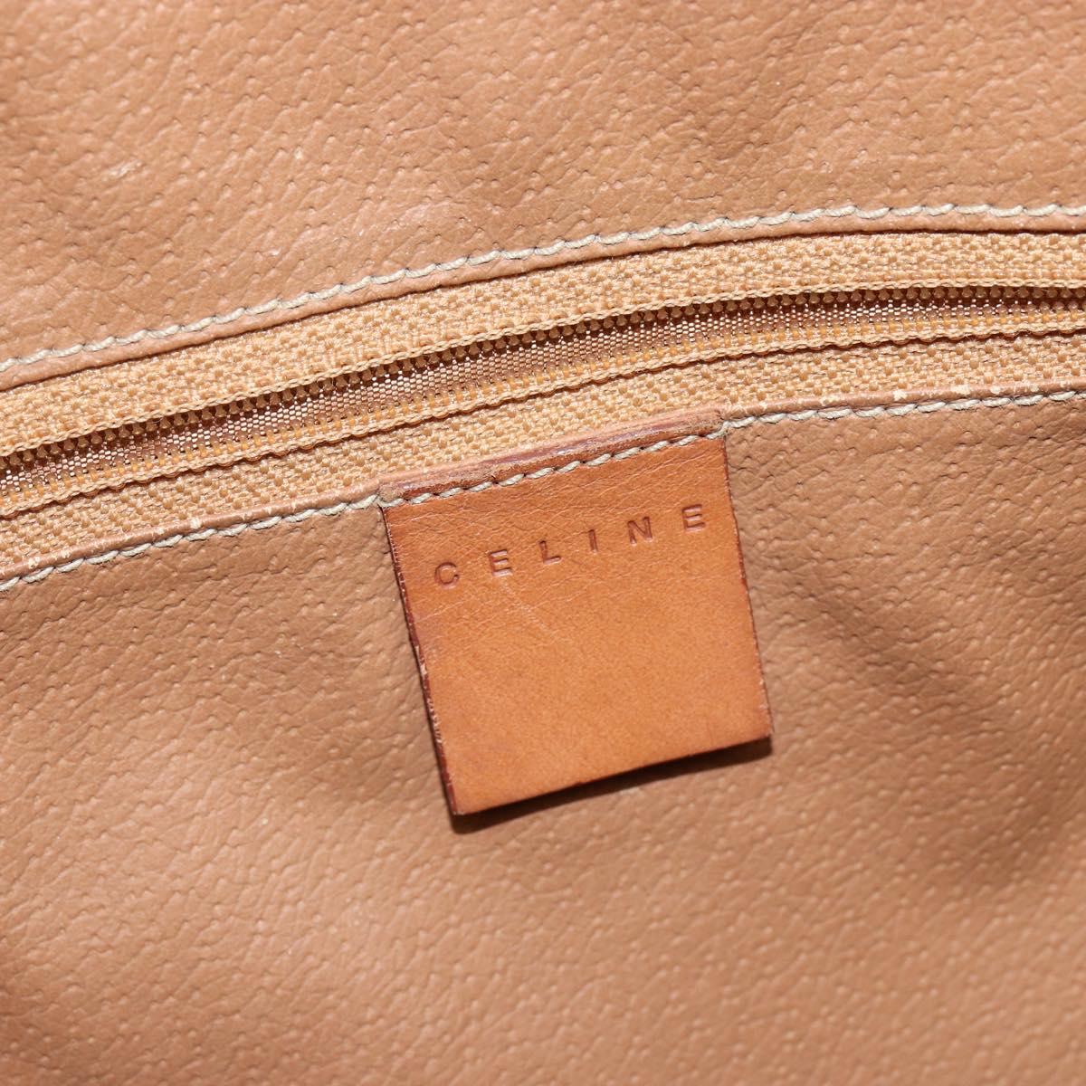 CELINE Macadam Canvas Hand Bag PVC Leather Brown Gold Auth hk3063