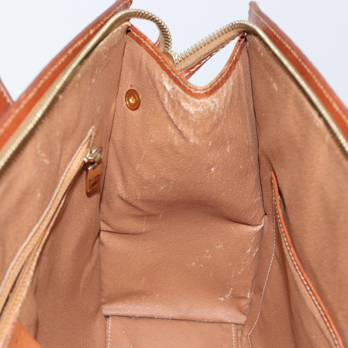 CELINE Macadam Canvas Hand Bag PVC Leather Brown Gold Auth hk3063