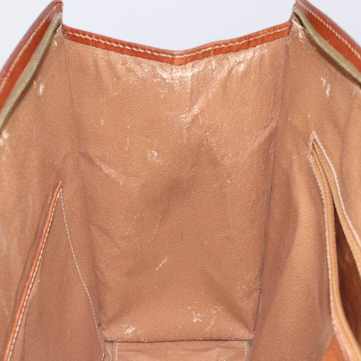 CELINE Macadam Canvas Hand Bag PVC Leather Brown Gold Auth hk3063