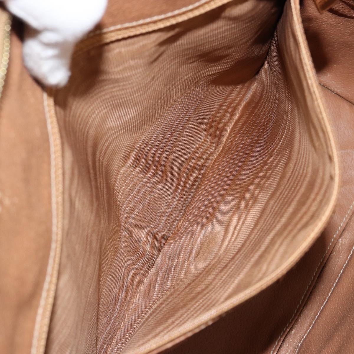 CELINE Macadam Canvas Hand Bag PVC Leather Brown Gold Auth hk3063