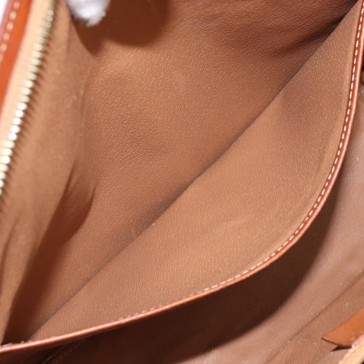 CELINE Macadam Canvas Hand Bag PVC Leather Brown Gold Auth hk3063